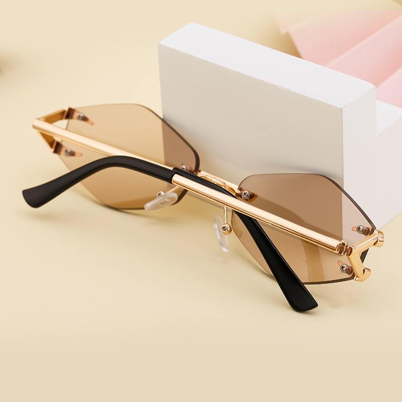 AUGEN Frameless Diamond Lens Sunglasses for Women & Men – Claw Design Luxury Shades, Adjustable Nose Pads, Lightweight Metal Frame, Trendy Geometric UV400 Fashion Eyewear (M251-C2)