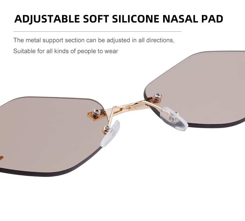 AUGEN Frameless Diamond Lens Sunglasses for Women & Men – Claw Design Luxury Shades, Adjustable Nose Pads, Lightweight Metal Frame, Trendy Geometric UV400 Fashion Eyewear (M251-C2)