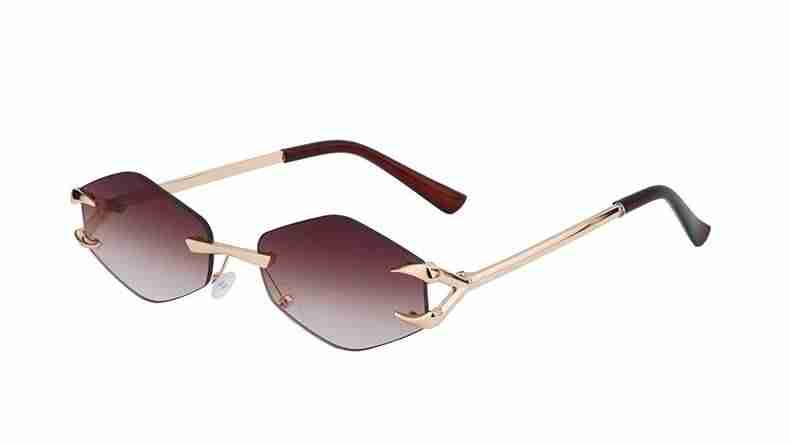 AUGEN Frameless Diamond Lens Sunglasses for Women & Men – Claw Design Luxury Shades, Adjustable Nose Pads, Lightweight Metal Frame, Trendy Geometric UV400 Fashion Eyewear (M251-C3)