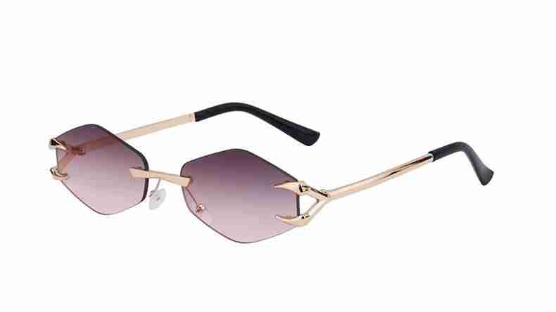 AUGEN Frameless Diamond Lens Sunglasses for Women & Men – Claw Design Luxury Shades, Adjustable Nose Pads, Lightweight Metal Frame, Trendy Geometric UV400 Fashion Eyewear (M251-C7)