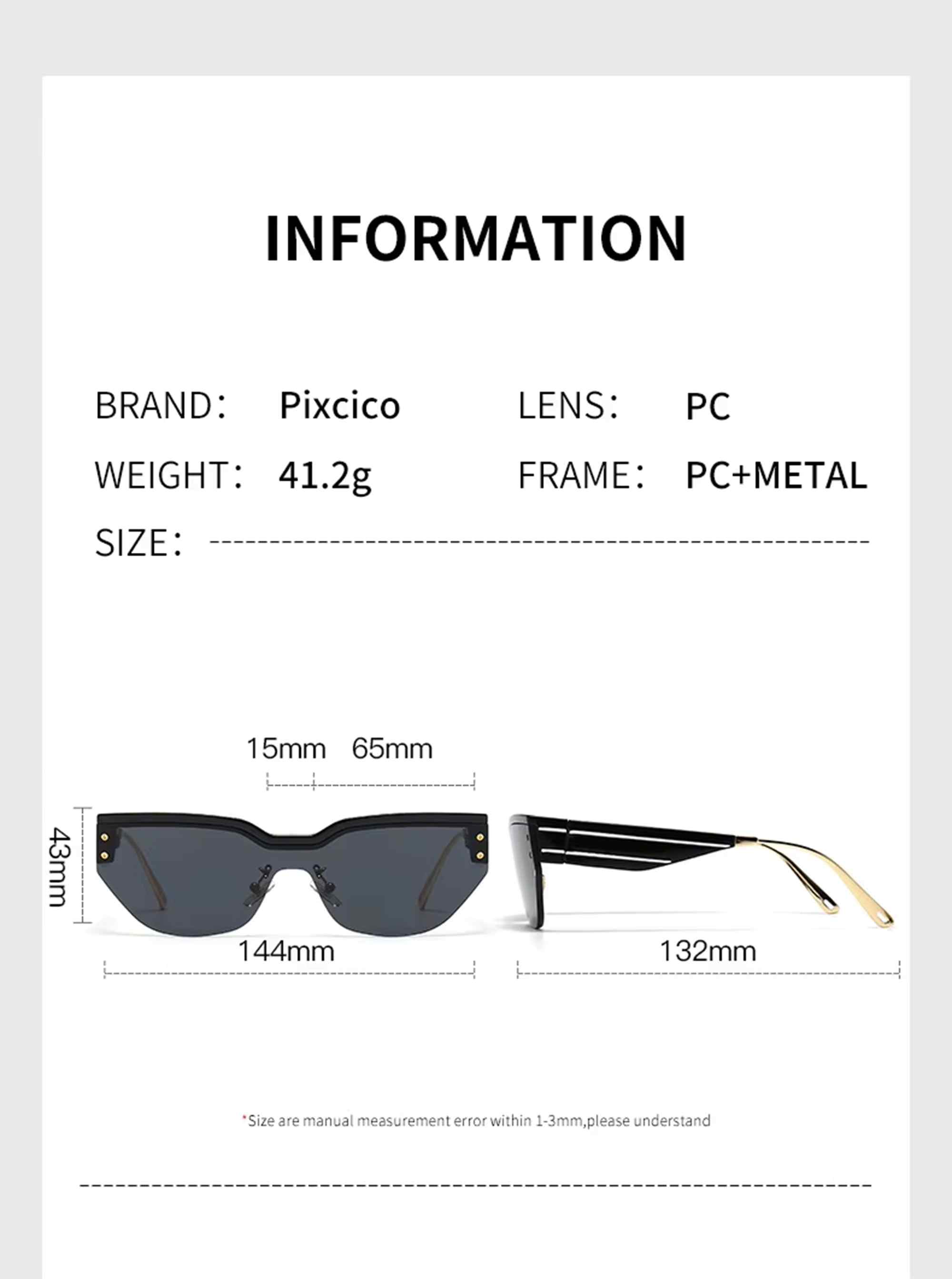 Augen Frameless Sunglasses for Women & Men – Trendy Oversized Shield Shades with Metal Arms, UV400 Protection, Lightweight Fashion Eyewear for Streetwear & Daily Style (M252-C2)