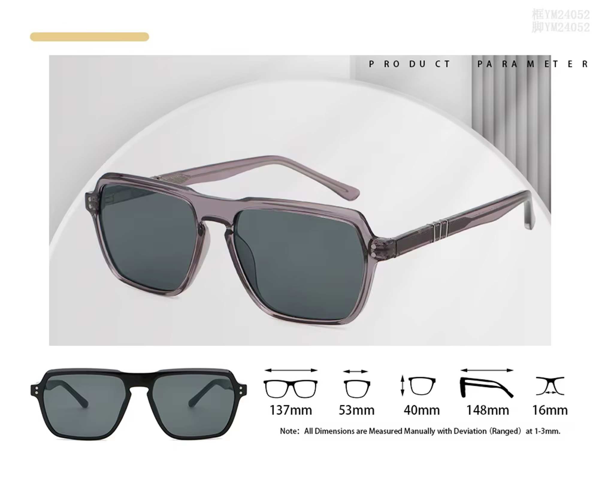 AUGEN Geometric Square Sunglasses for Men & Women | UV400 Protective Fashion Eyewear | Lightweight PC+CP Frame (M258-C5)