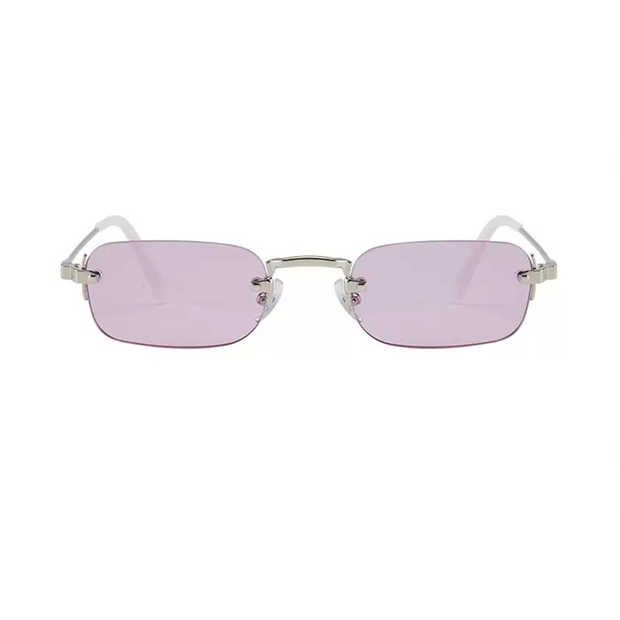 AUGEN Ultra-Light Rimless Rectangle Sunglasses for Men & Women | 24g Slim Metal Frame | UV400 Protective Eyewear (M259-C4)
