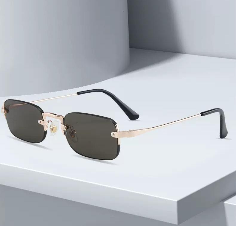 AUGEN Ultra-Light Rimless Rectangle Sunglasses for Men & Women | 24g Slim Metal Frame | UV400 Protective Eyewear (M259-C5)