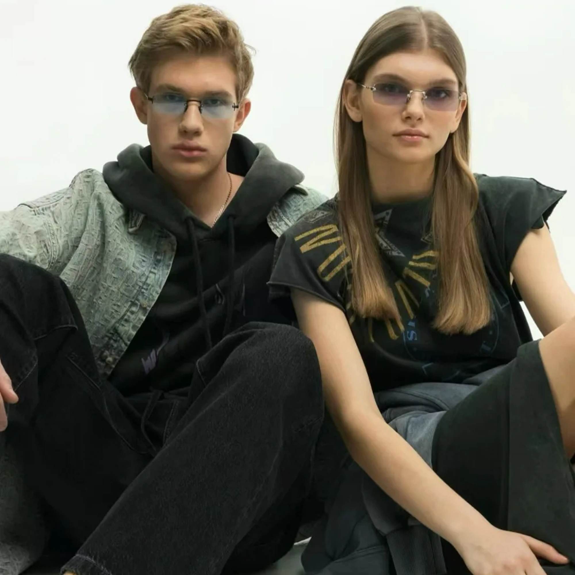 AUGEN Ultra-Light Rimless Rectangle Sunglasses for Men & Women | 24g Slim Metal Frame | UV400 Protective Eyewear (M259-C5)