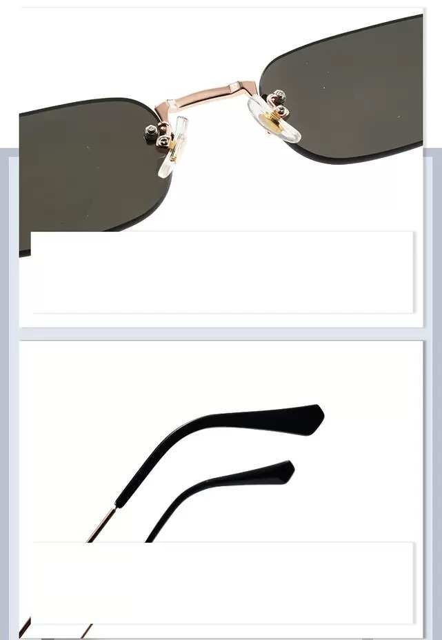 AUGEN Ultra-Light Rimless Rectangle Sunglasses for Men & Women | 24g Slim Metal Frame | UV400 Protective Eyewear (M259-C5)