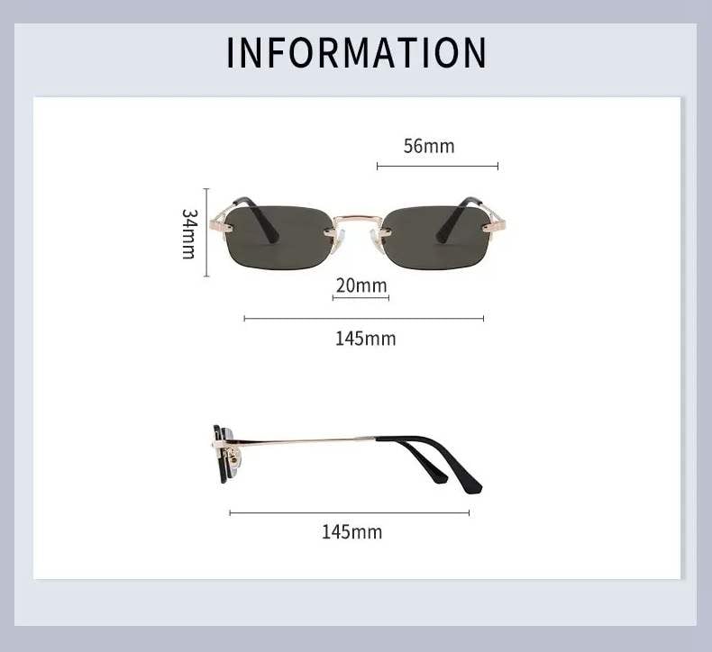 AUGEN Ultra-Light Rimless Rectangle Sunglasses for Men & Women | 24g Slim Metal Frame | UV400 Protective Eyewear (M259-C5)