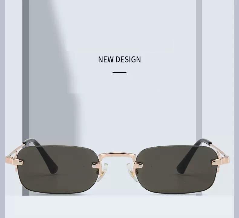 AUGEN Ultra-Light Rimless Rectangle Sunglasses for Men & Women | 24g Slim Metal Frame | UV400 Protective Eyewear (M259-C5)
