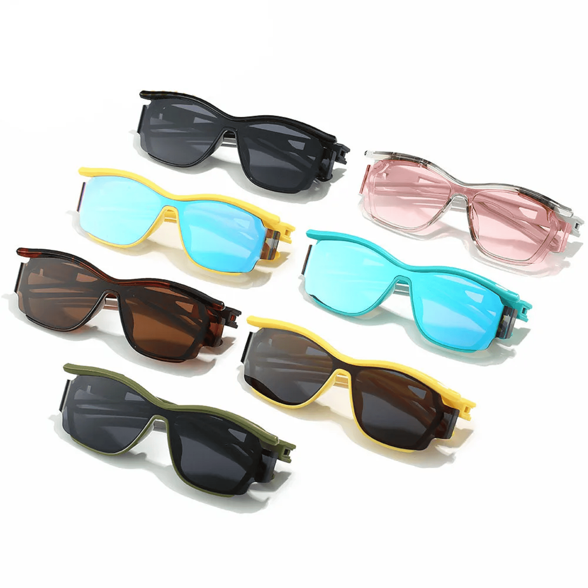 AUGEN Vintage Curved Lens Sports Sunglasses for Men & Women | Punk Designer Outdoor Popular Shades | Lightweight PC Frame, HD Lenses, Wraparound UV-Protective Eyewear for Cycling, Driving, Running & Travel (M276-C6)