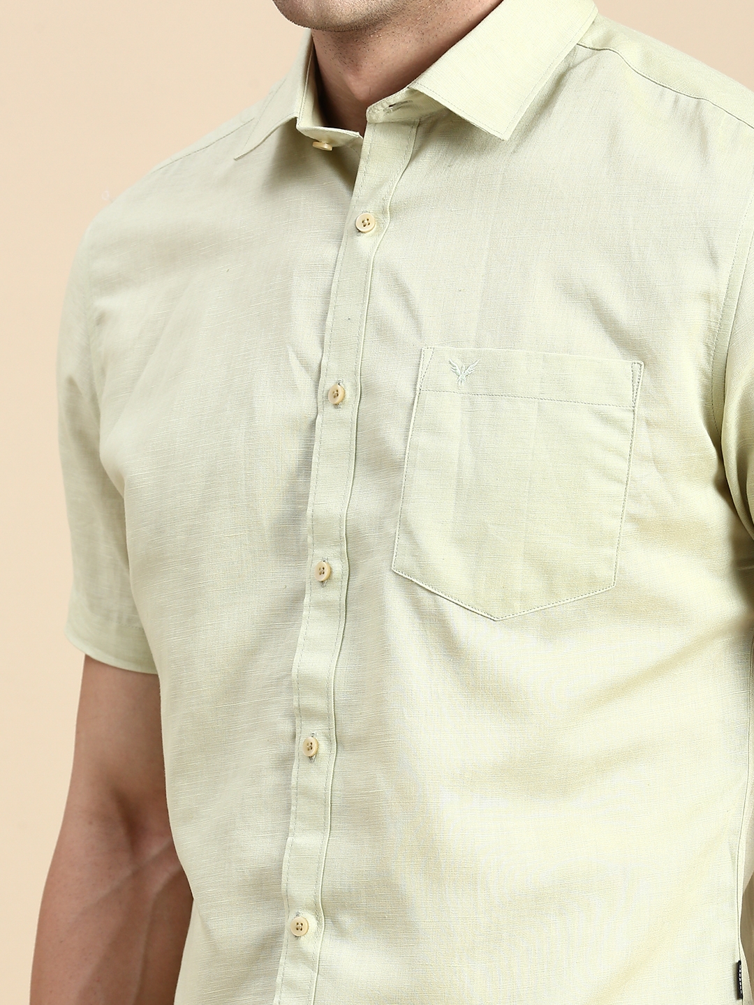 Showoff | SHOWOFF Men's Spread Collar Sea Green Slim Fit Solid Shirt 5