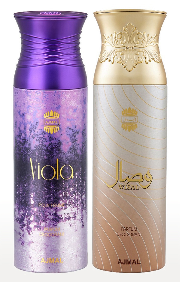 Ajmal | Ajmal Viola & Wisal Deodorant Spray Gift For Women (200 ml, Pack of 2)  0