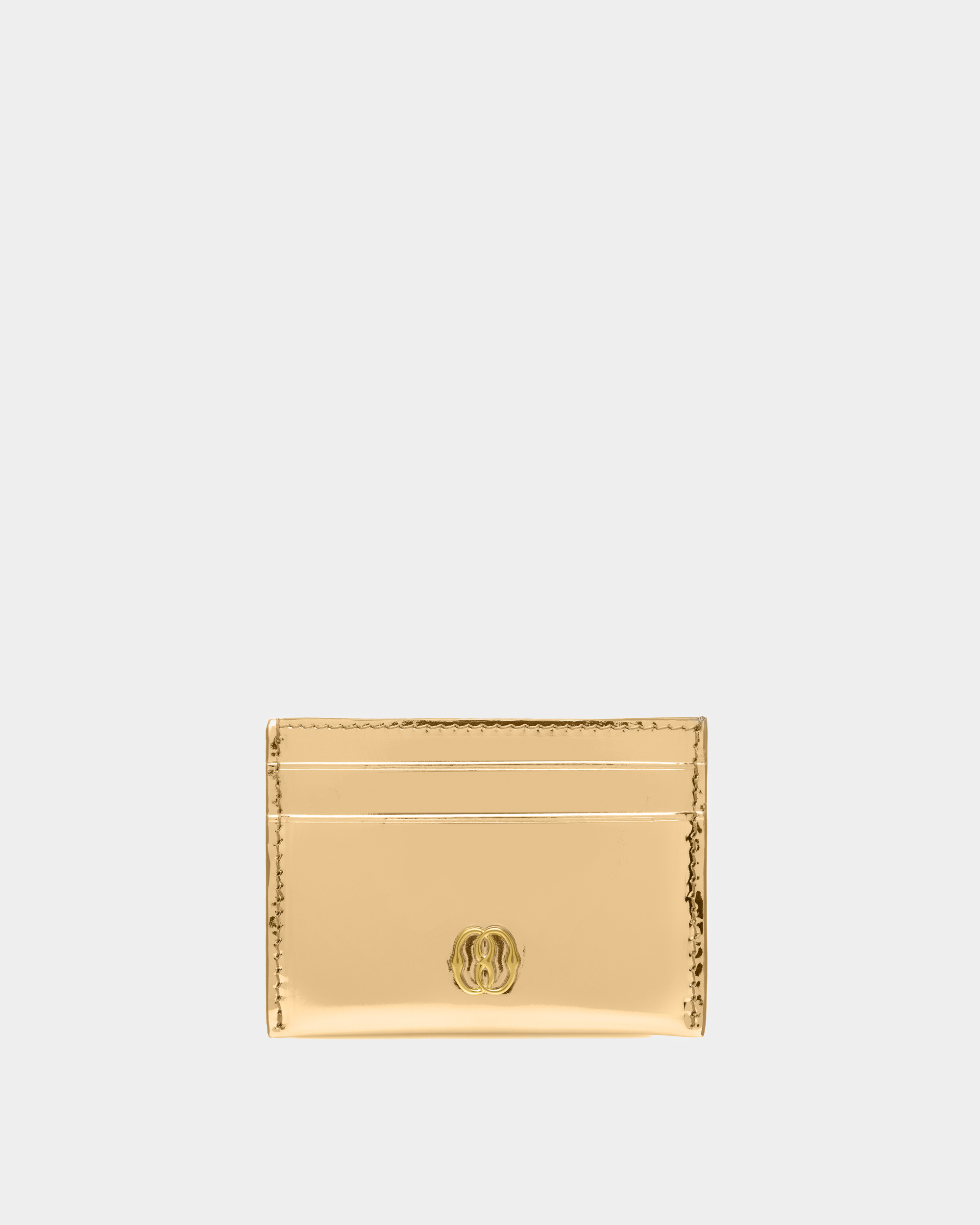 Emblem Business Card Holder In Gold Leather