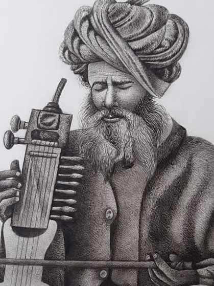 Musician Miniature Painting