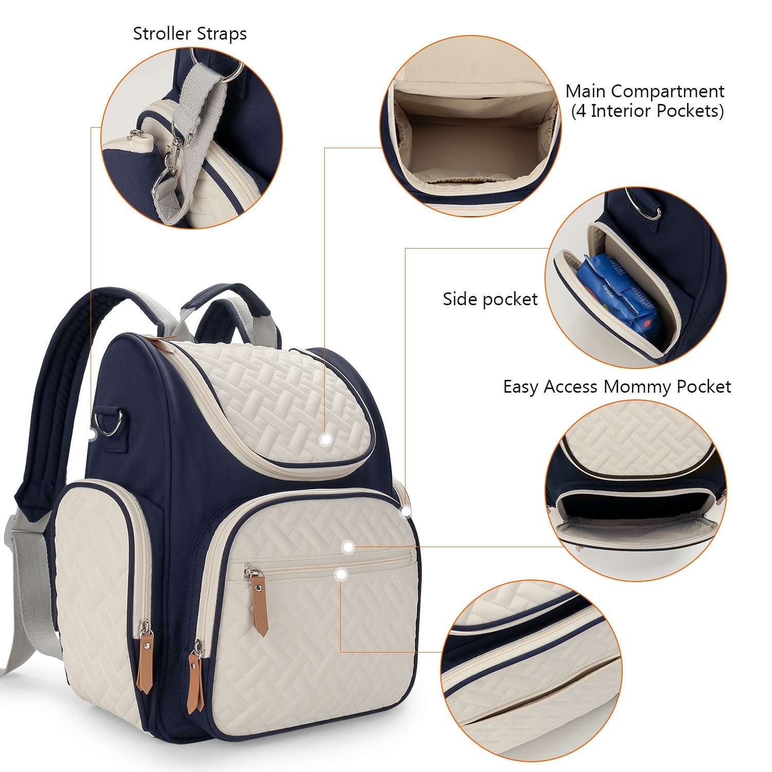 Nautical Chic Quilted Diaper Backpack