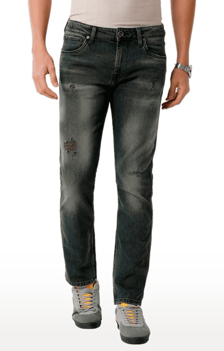 Voi Jeans | Men's Grey Blended Tapered Jeans 0