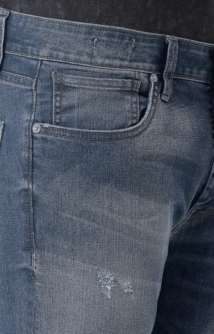 Men's Blue Blended Slim Jeans