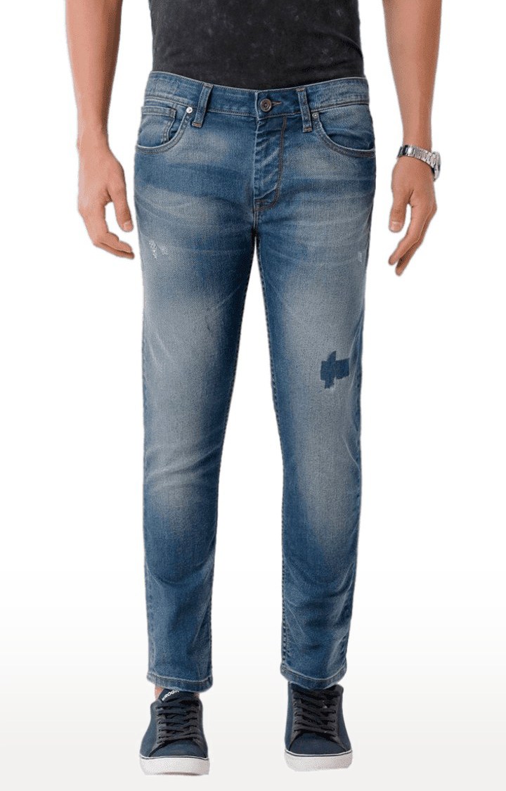 Men's Blue Blended Slim Jeans