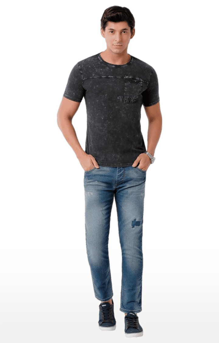 Men's Blue Blended Slim Jeans
