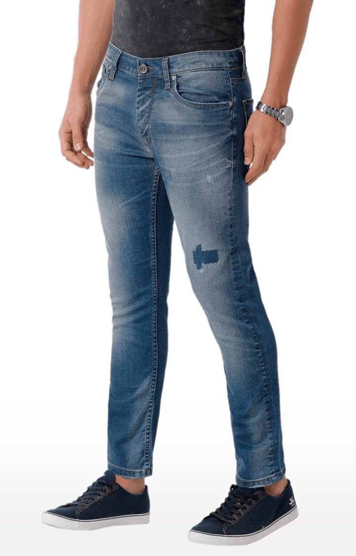 Men's Blue Blended Slim Jeans