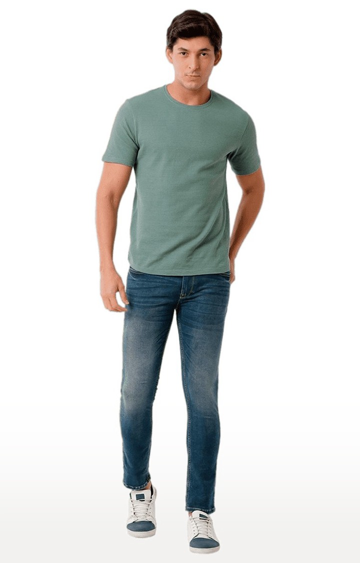 Men's Blue Blended Slim Jeans