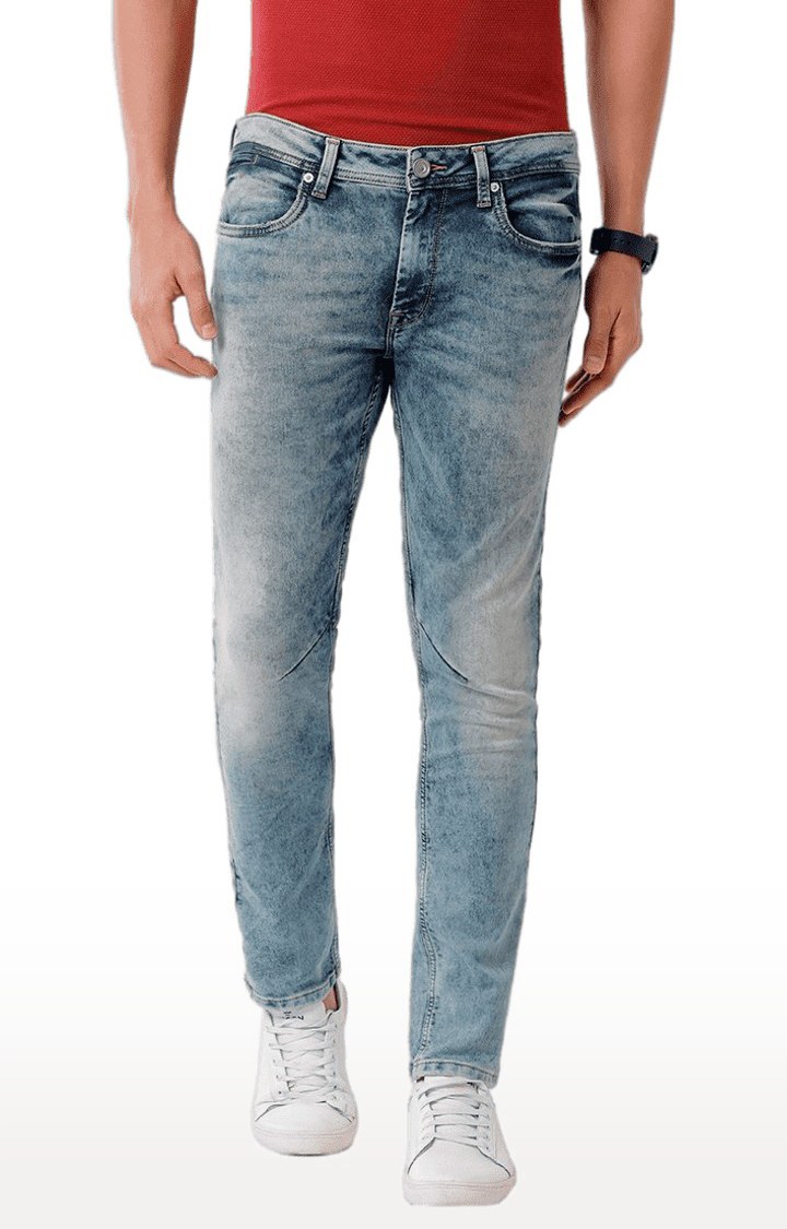Men's Blue Blended Slim Jeans