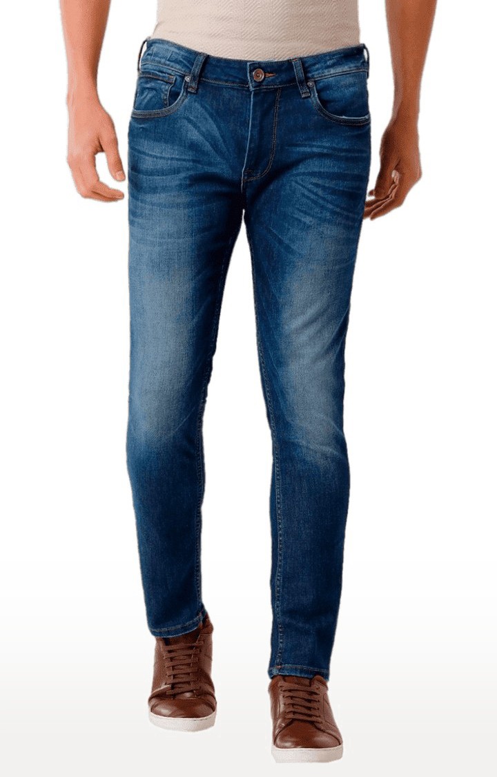 Men's Blue Blended Slim Jeans