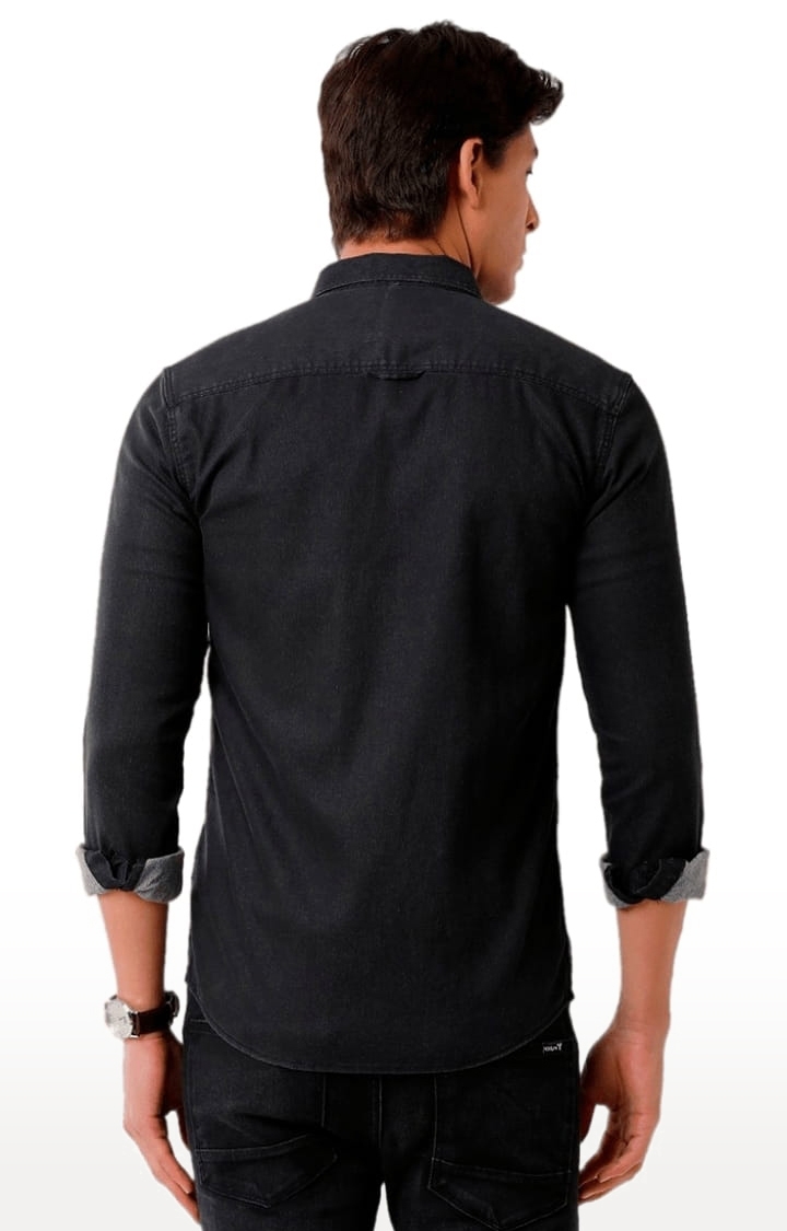 Voi Jeans | Men's Black Cotton Solid Casual Shirt 3