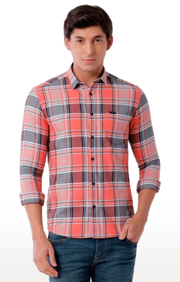 Voi Jeans | Men's Pink Cotton Checkered Casual Shirt 0