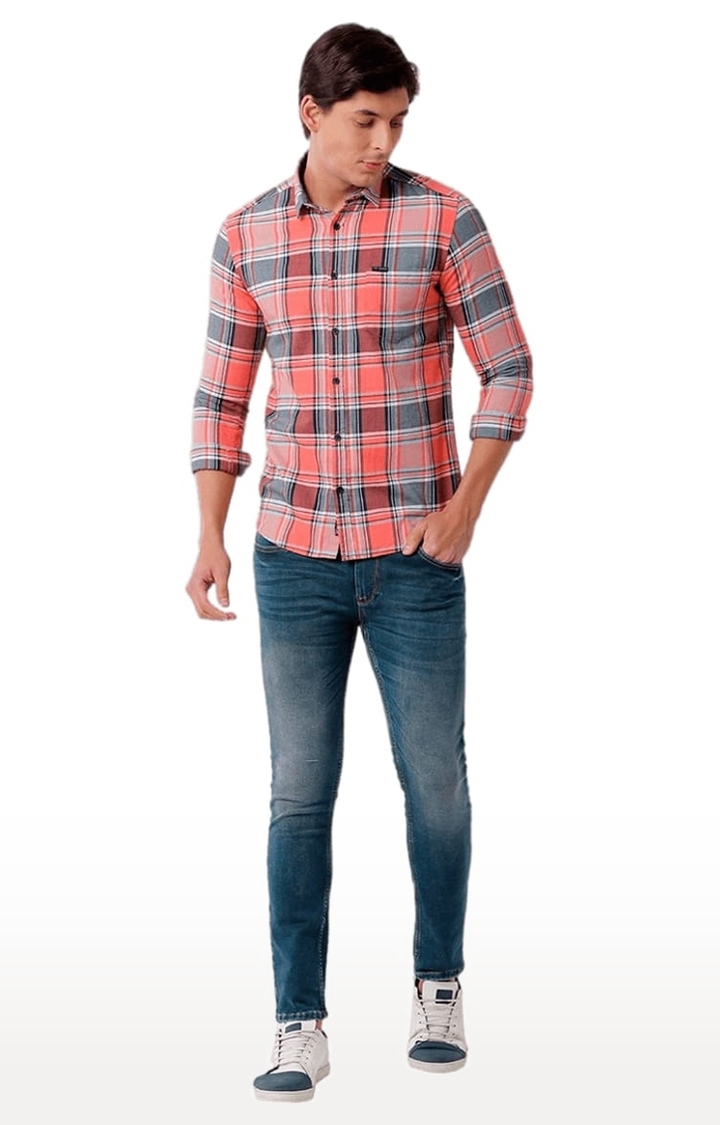Voi Jeans | Men's Pink Cotton Checkered Casual Shirt 1