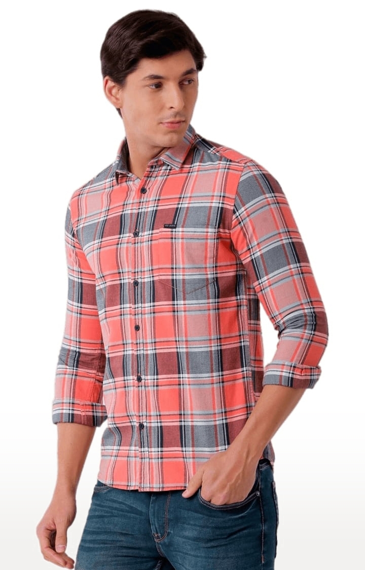 Voi Jeans | Men's Pink Cotton Checkered Casual Shirt 2