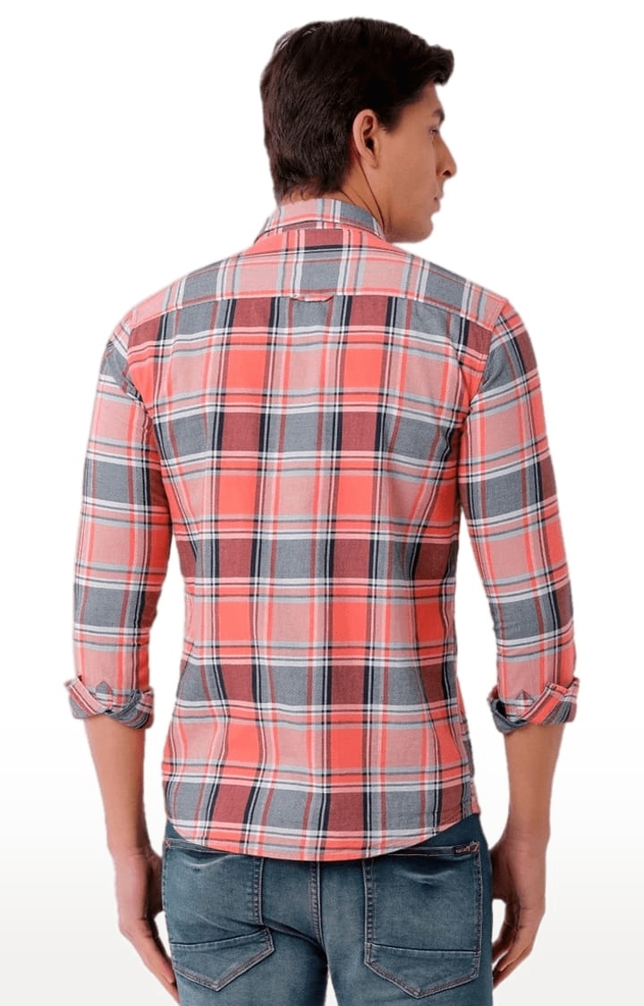 Voi Jeans | Men's Pink Cotton Checkered Casual Shirt 3