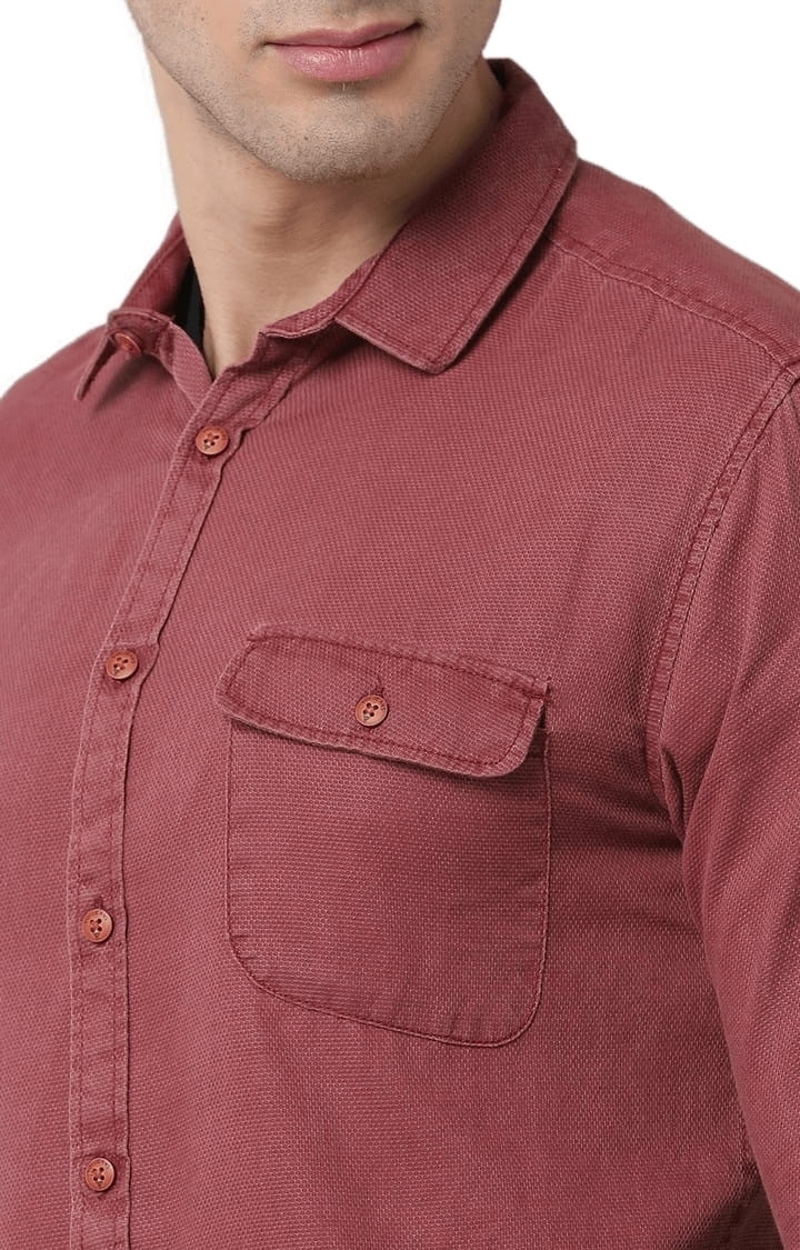Voi Jeans | Men's Maroon Cotton Solid Casual Shirt 3