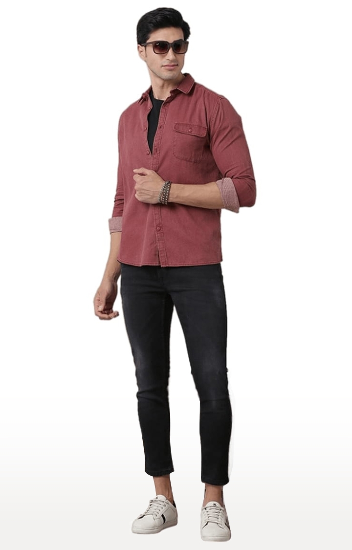 Voi Jeans | Men's Maroon Cotton Solid Casual Shirt 1