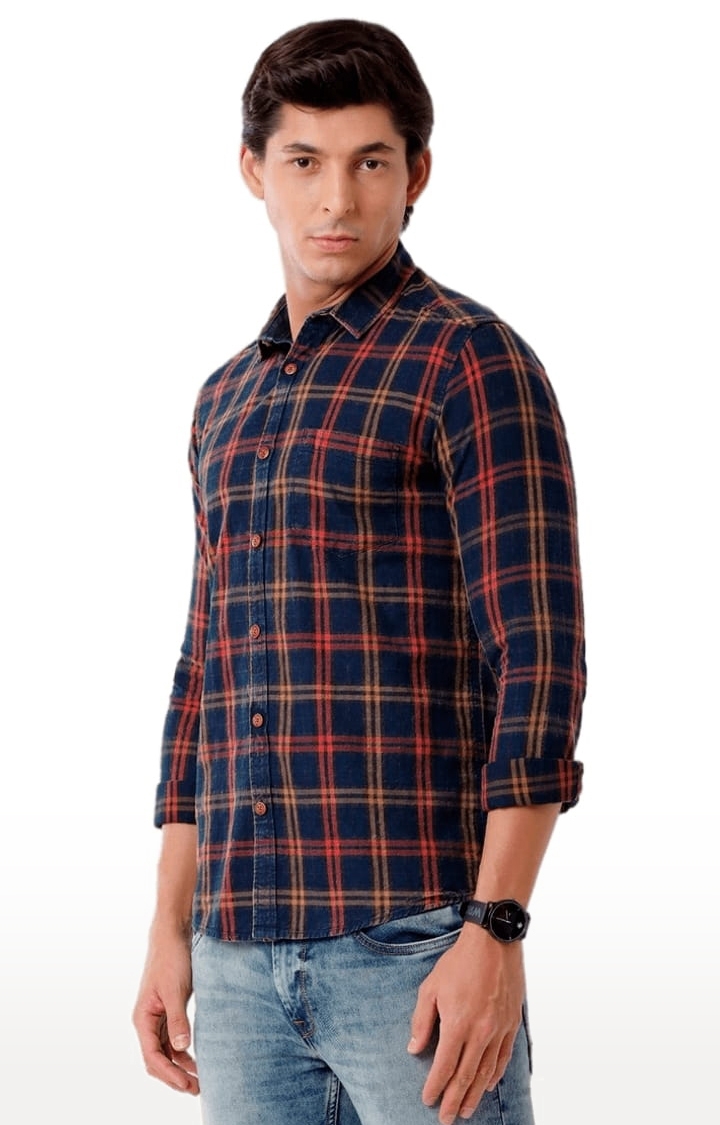 Voi Jeans | Men's Indigo Cotton Checkered Casual Shirt 2