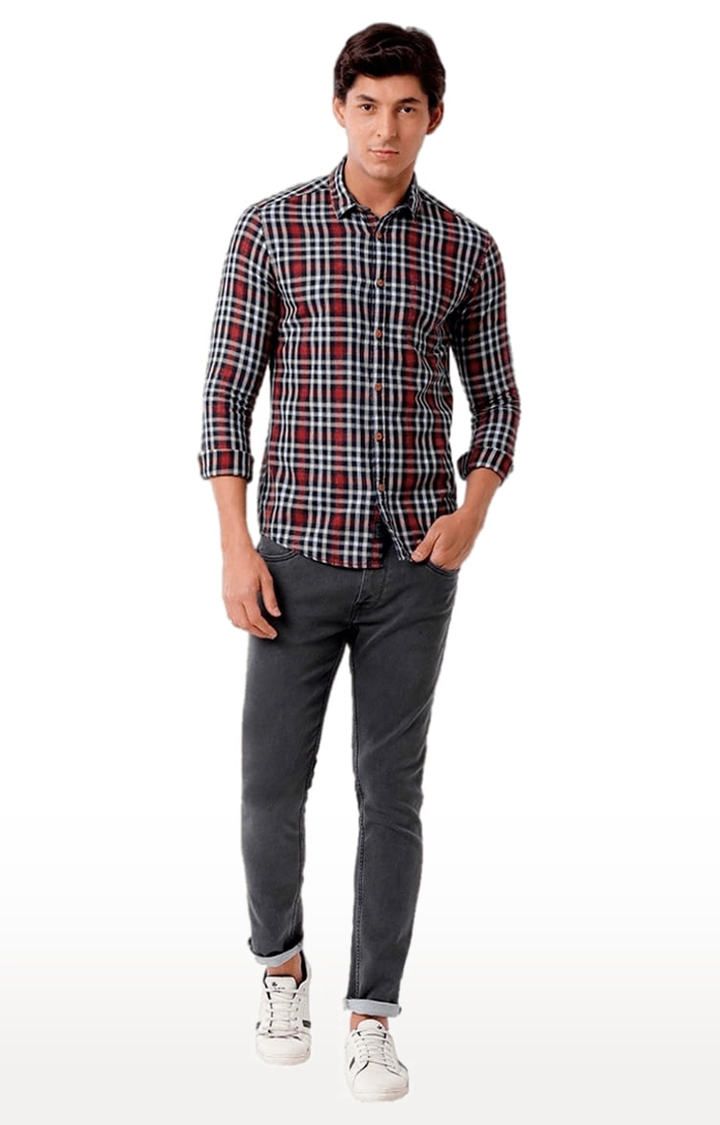 Men's Indigo, Multi Cotton Checkered Casual Shirt
