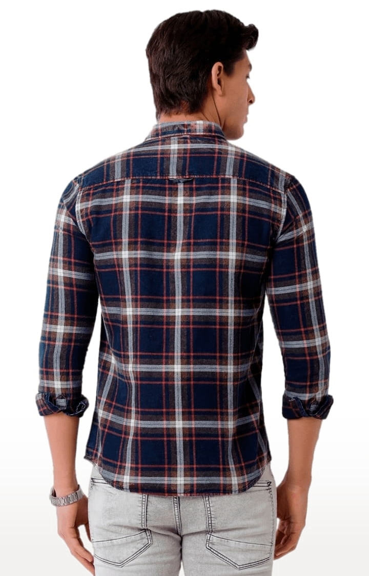 Voi Jeans | Men's Indigo Cotton Checkered Casual Shirt 3