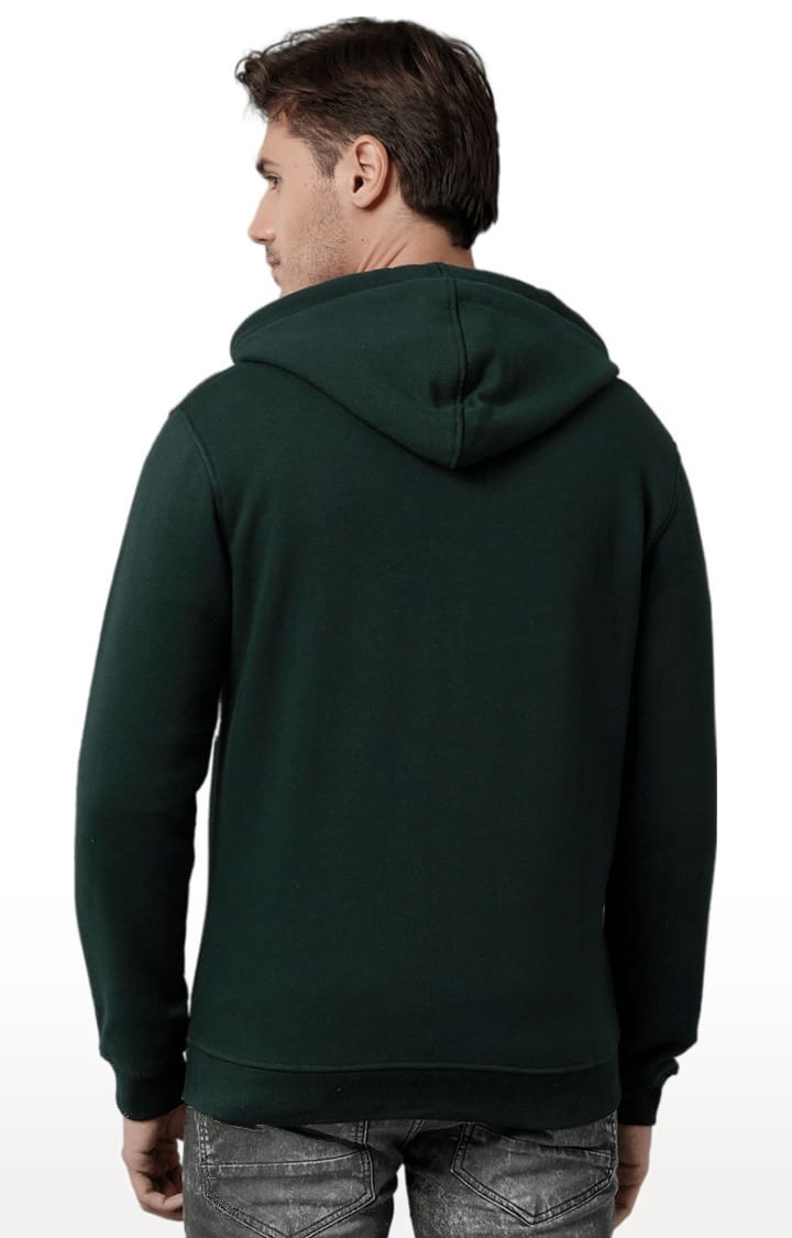 Men's Olive Fleece Solid hoodie