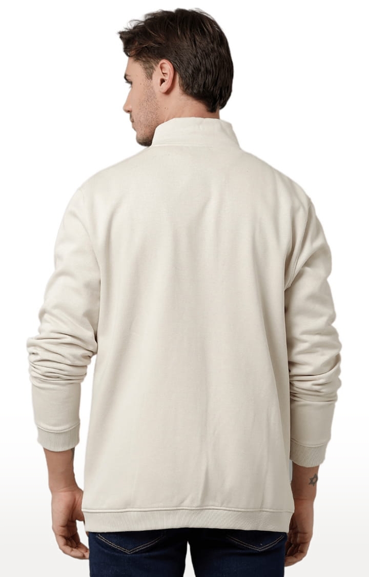 Voi Jeans | Men's Sand Khaki Fleece Solid SweatShirt 3