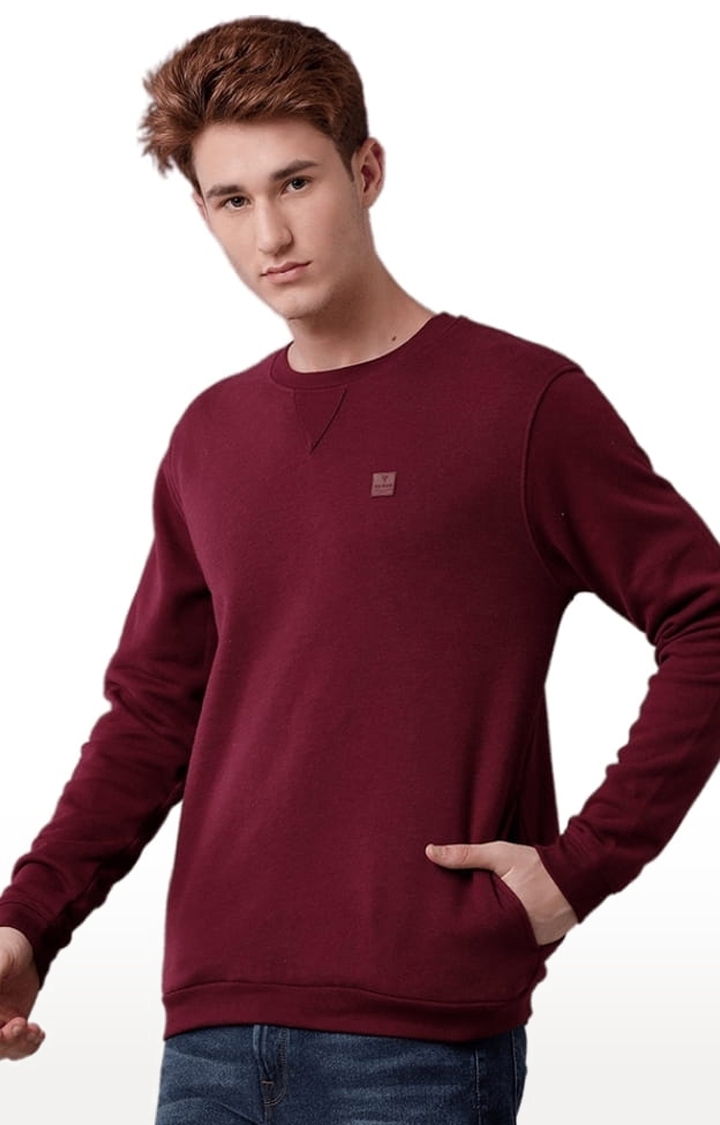 Voi Jeans | Men's Red Cotton Blend Solid SweatShirt 2