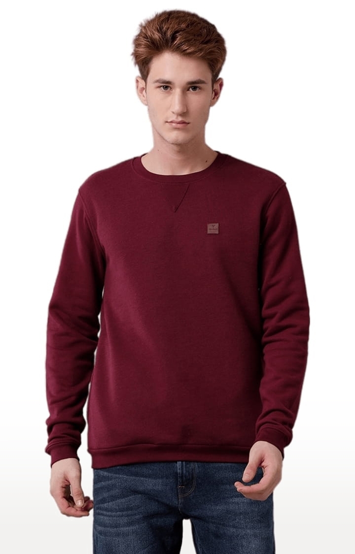 Voi Jeans | Men's Red Cotton Blend Solid SweatShirt 0