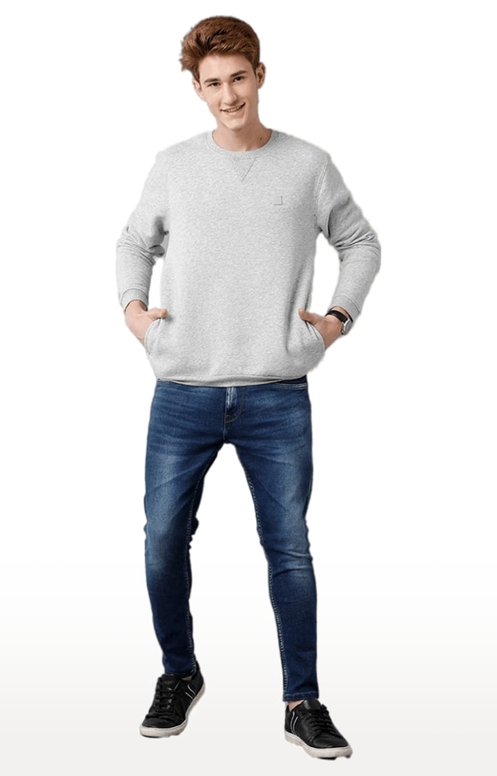 Voi Jeans | Men's Grey Cotton Blend Solid SweatShirt 1