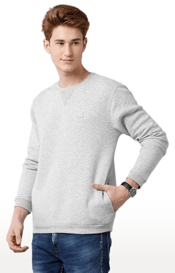 Voi Jeans | Men's Grey Cotton Blend Solid SweatShirt 2