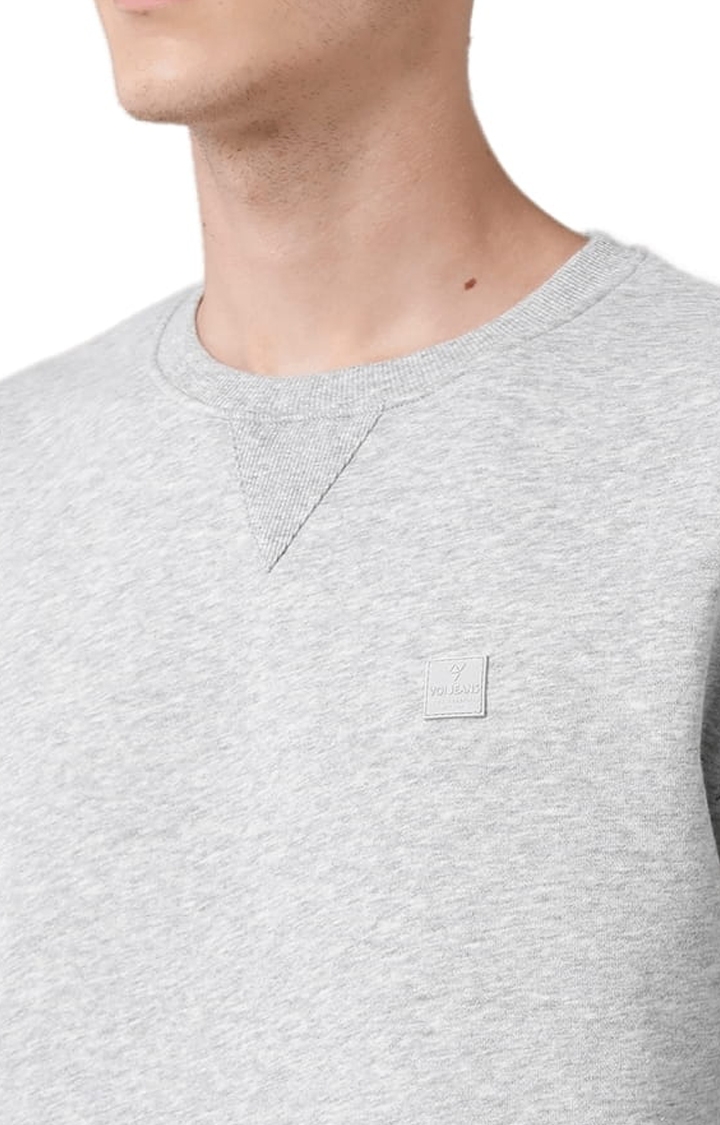 Voi Jeans | Men's Grey Cotton Blend Solid SweatShirt 4
