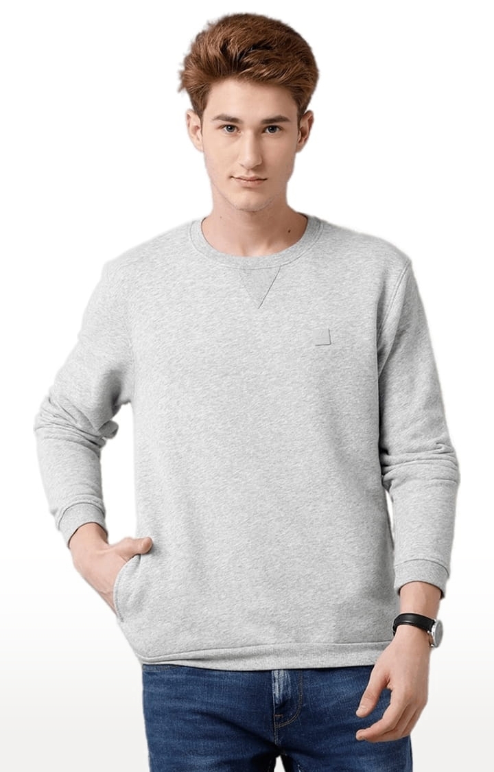 Voi Jeans | Men's Grey Cotton Blend Solid SweatShirt 0