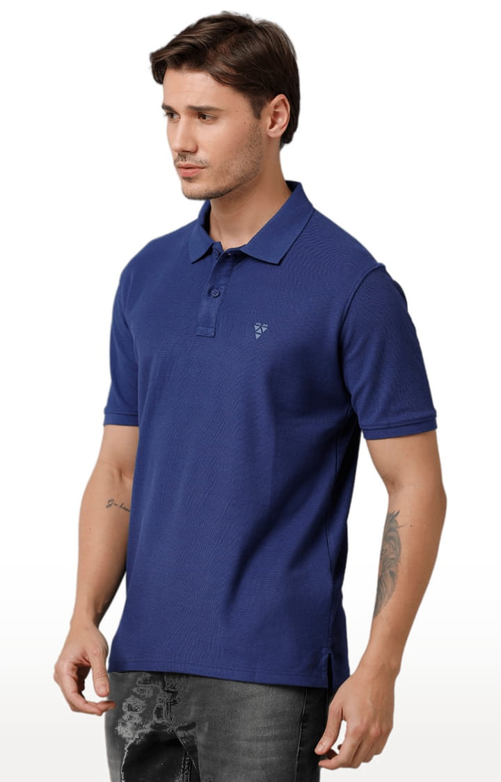 Men s Navy Cotton Solid T Shirt