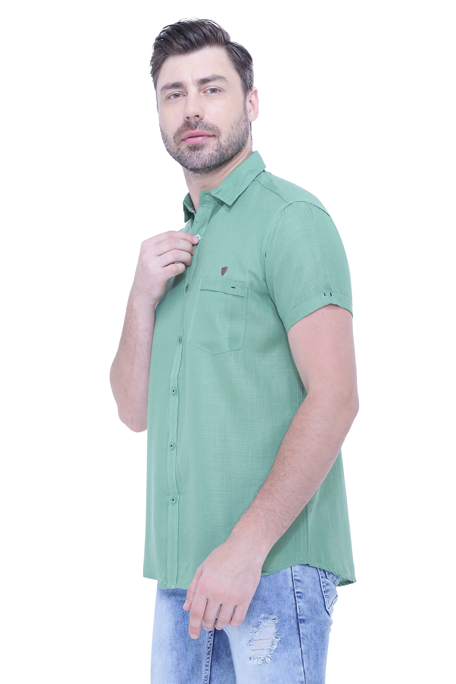Kuons Avenue | Kuons Avenue Men's Linen Blend Half Sleeves Casual Shirt-KACLHS1237 1