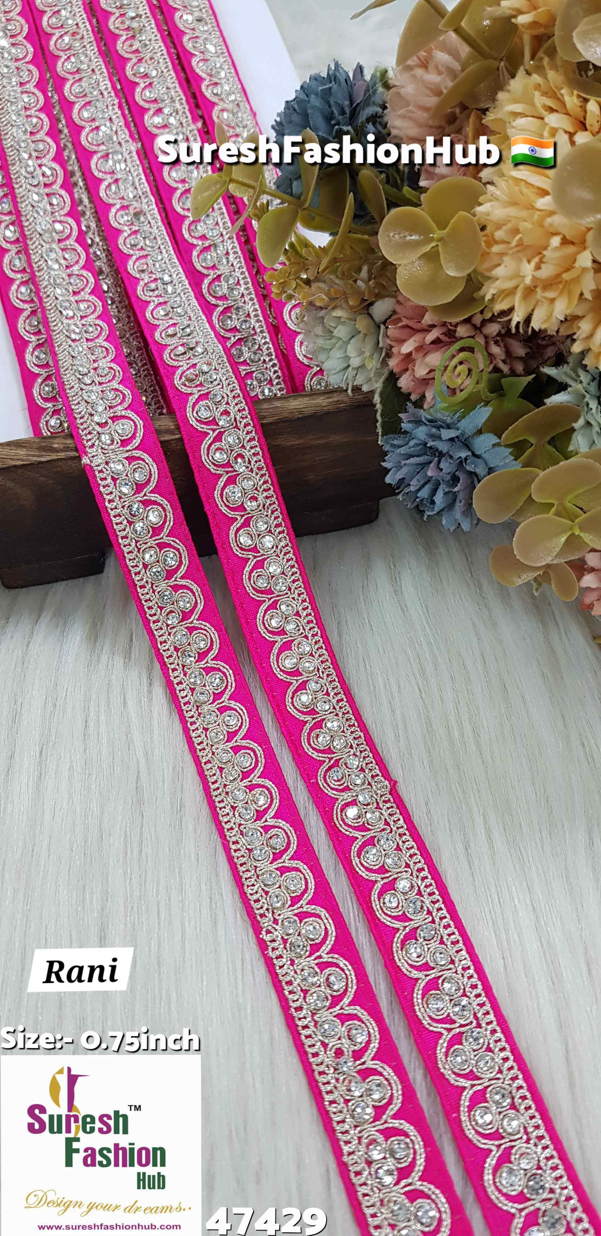 Here are some SEO-optimized ALT text suggestions for your lace products: 1. "Luxurious Pearl Shade Jhalar Lace - Glitter Embellished Trim" 2. "Machine-Made Scalloped Lace - Elegant Border for Sarees" 3. "Gota and Zari Lace for Sarees - Traditional Ethnic Embellishment" 4. "Decorative Jhalar Lace with Glitter Dori - Fe