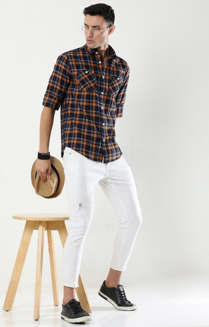 Men's Multicolour Checked Casual Shirt