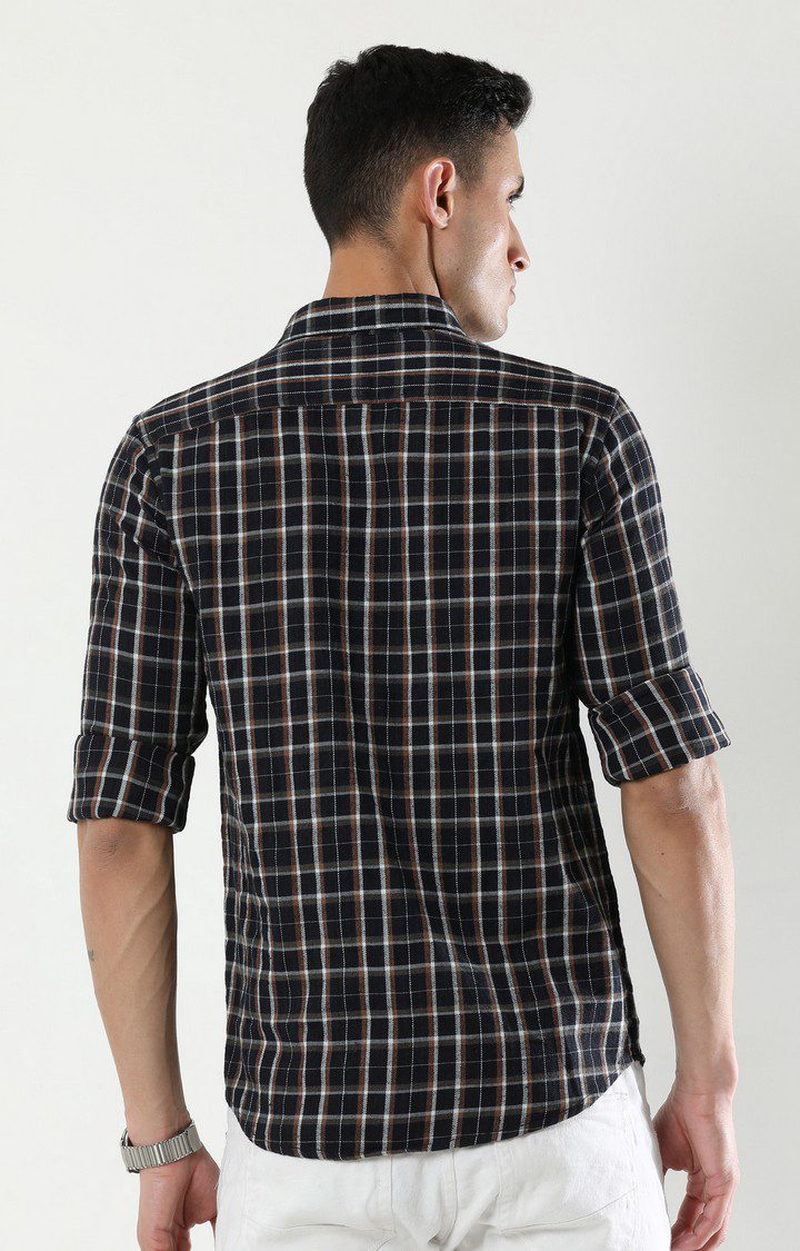 Men's Brown Checked Casual Shirt