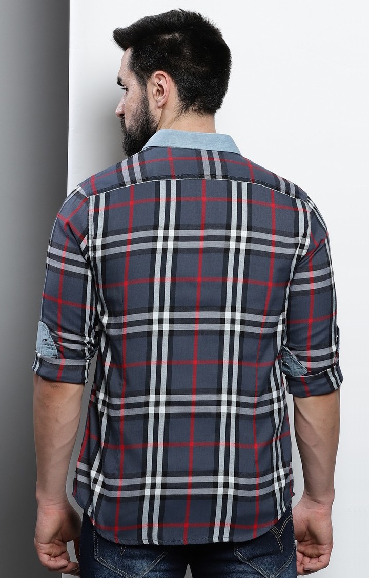 Men's Grey Checked Casual Shirt